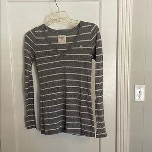 Abercrombie & Fitch Gray and White Striped Top